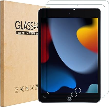 TopEsct Screen Protector for iPad 9th/8th/7th Generation(10.2-Inch, iPad 9/8/7 Gen,2021/2020/2019 Model), 9H Tempered Glass Film [2 Pack]