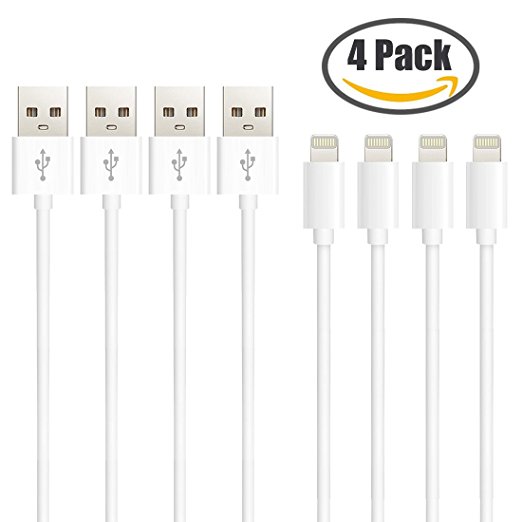 ZYD iPhone Charger Cord, 3 Feet Certified Apple Lightning Cable for iPhone, iPad and iPod (4 Pack) (Color May Vary)