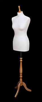 The Shopfitting Shop DELUXE Female Dressmaking Mannequin Size 10/12 Dressmakers Tailors Display Cream Bust & Rose Wooden Tripod Stand