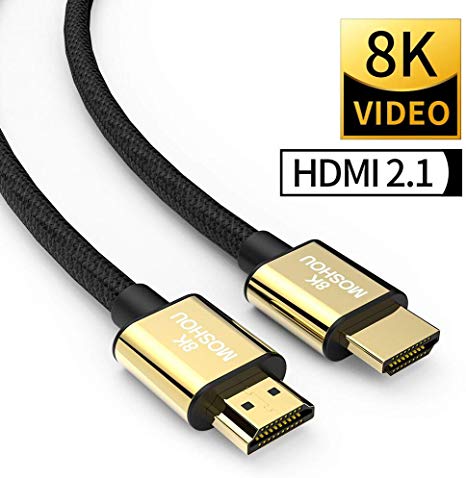 SIKAI MOSHOU Ultra High Speed HDMI 2.1 Cable 8K 60Hz, 4K 120Hz, 3D Ultra HDR 48Gbps HiFi eARC Dolby Atmos HDCP2.2 HDMI Cable Compatible with Samsung QLED 8K Q900 TV, TCL Roku TV, VIZIO TV (15 Feet)