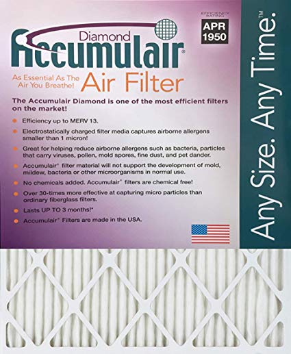 Accumulair® Diamond 14x20x1 (13.5x19.5) MERV 13 Air Filter/Furnace Filters (Pack of 2)
