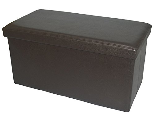 Fsobellaleo Faux Leather Folding Storage Ottoman Footrest Stool Shoe Bench Long Tea Table Brown 30'X15"'X15'