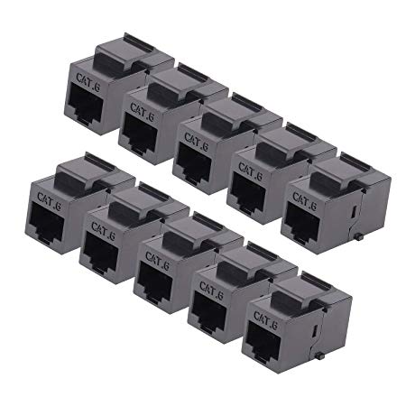 RJ45 Keystone Coupler - 10Pack iGreely Cat6 Cat5e Cat5 Compatible 8P8C Ethernet Network Jack Insert Snap in Adapter Connector Port Inline Coupler for Wall Plate Outlet Panel