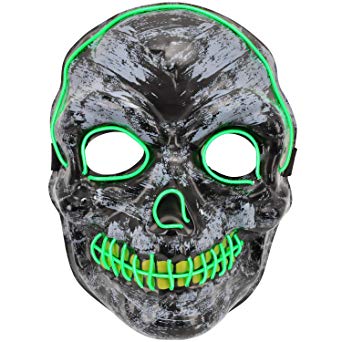 Ylovetoys Halloween Mask LED Light Up Skull Mask for Festival Novelty and Creepy Cosplay Costume with 3 Modes