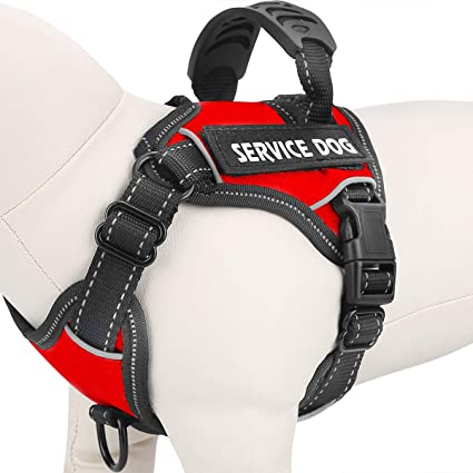 Vovodog Service Dog Harness, Adjustable No-Pull Pet Vest Harness, Comfortable Padded Dog Training Vest, Mesh Design with Hook and Handle for Small Medium Large Dogs