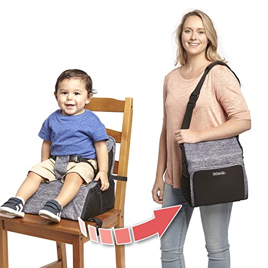 Kolcraft - Travel Duo 2-in-1 Portable Booster Seat and Diaper Bag - Space Grey