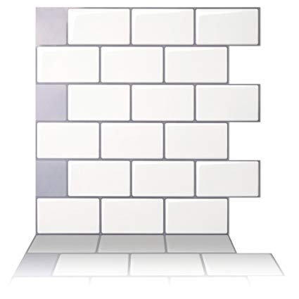 Tic Tac Tiles® - Premium Anti-Mold Peel and Stick Wall Tiles in Subway Mono White (10)