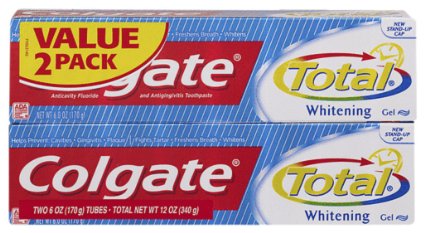 Colgate Total Whitening Gel Toothpaste Twin Pack, 12-Ounce