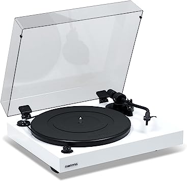 Fluance RT82 Reference High Fidelity Vinyl Turntable Record Player with Ortofon OM10 Cartridge, Speed Control Motor, High Mass MDF Wood Plinth, Vibration Isolation Feet - Piano White