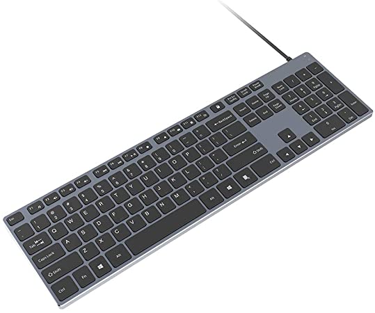 Aluminum USB Wired Keyboard with Numeric Keypad for PC Windows 10/8 / 7 / Vista/XP