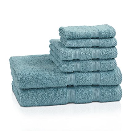 Superior 100% Cotton Smart Dry Zero Twist 6-piece towel set, Incredibly Soft, Highly Absorbent, Quick Drying Towels, 2 Bath Towels, 2 Hand Towels, 2 Wash Cloths, Turquoise