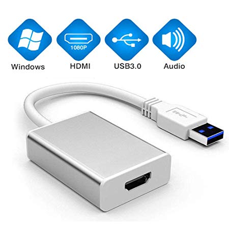 USB to HDMI Adapter, USB 3.0 to HDMI Cable Multi-Display Video Converter- PC Laptop Windows 7 8 10,Desktop, Laptop, PC, Monitor, Projector, HDTV, Chromebook. (1PACK)