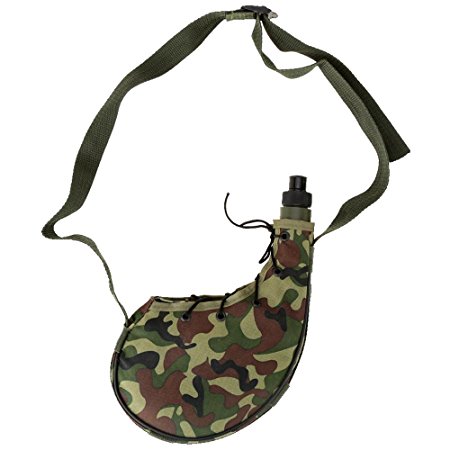 TukTek Classic Camo Canteen for Camping & Hiking Lightweight Durable Water Bottle Jug w/ Carry Strap