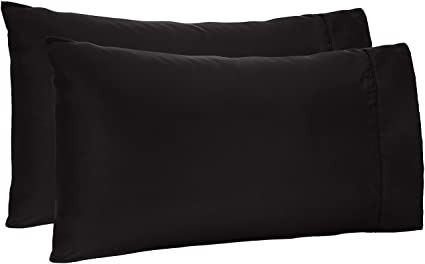 AmazonBasics Light-Weight Microfiber Pillowcases - 2-Pack, King, Black