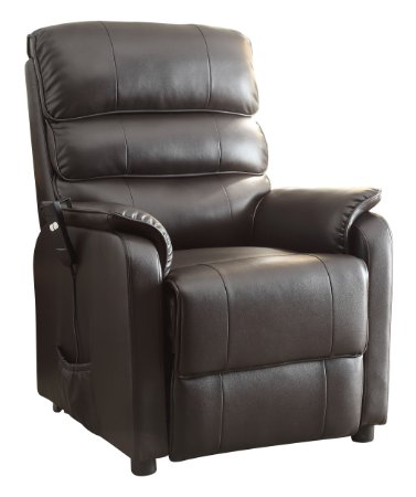 Homelegance 8545-1LT Power Lift Recliner Chair, Dark Brown Bonded Leather