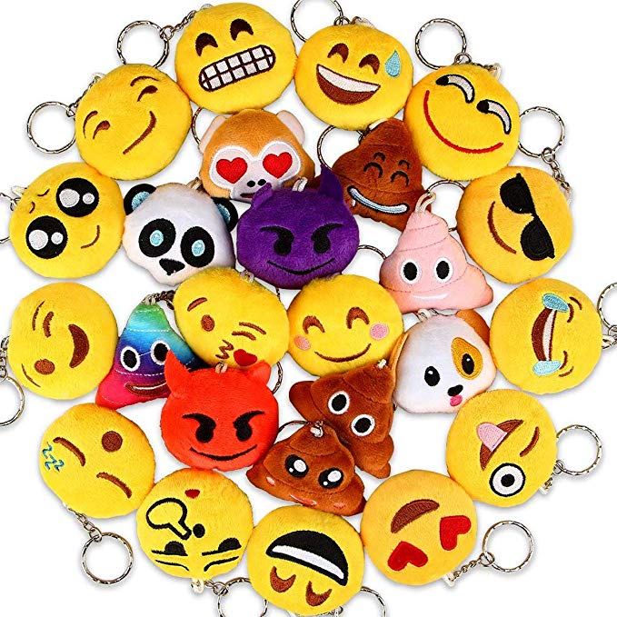 Dreampark Emoji Keychains Mini Emoji Key Chain Plush Pillows for Kids Party Favors/Birthday Party Supplies - Valentines Gifts Carnival Prizes 2" Set of 25