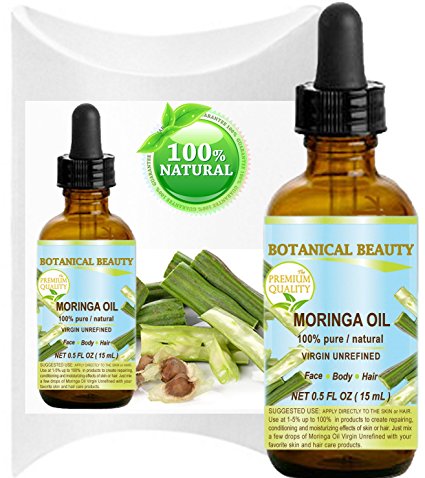 MORINGA OIL - Moringa oleifera WILD GROWTH Himalayan. 100% Pure / Natural / Undiluted/ Virgin / Unrefined. 0.5 Fl.oz.- 15 ml. For Skin, Hair, Lip and Nail Care.