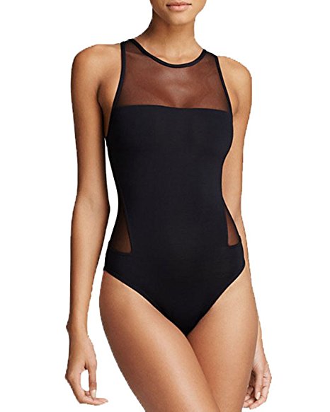 JIANLANPTT High Neck One Piece Beachwear Black Swimwear Swimsuit For Women Girls