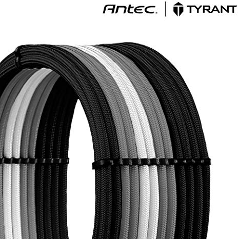 Antec Sleeved Cable, Power Supply Cable Extension Kit, ATX 24-pin/PCI-e 8-pin,6-pin/EPS 4 4-pin, Special Black Sleeved Cables Curve Design