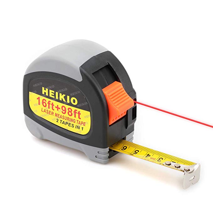 HEIKIO Laser Tape Measure 2-in-1, 98FT/30M Laser, 16FT/5M Measurement Tape, Metric and Inch Scale Available, Quality LCD Display - Handy Digital Measure Tape