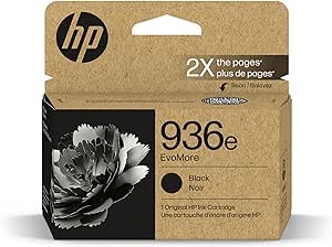 HP 936e Black EvoMore Ink Cartridge | Works OfficeJet 9120 Series, OfficeJet Pro 9100 Series, OfficeJet Pro Wide Format 9700 Series | Carbon Neutral | 4S6V6LN