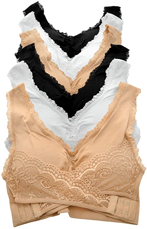 ToBeInStyle Women's Wirefree Seamless Bras with Lace Reinforced Lift