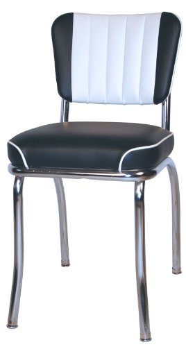 Retro 50's Black and White Channel Back Diner Chair (4290BLKWF)