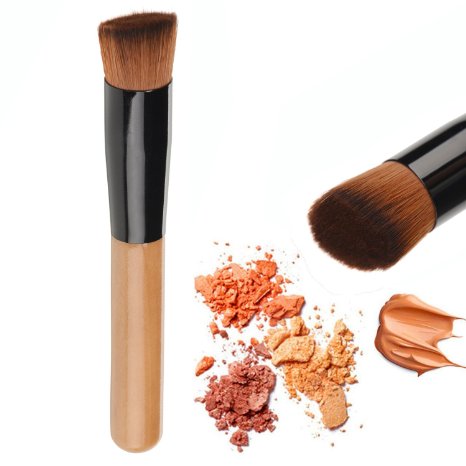 Kaith Synthetic Face Liquid Foundation Makeup Brush Flat Makeup Brushes Contour Brush Foundation Brush-1 PCS Applicator Wooden Handle Flat Tip for Blending and Even Distribution