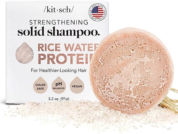 Kitsch Hair Growth | Rice Shampoo Bar for Strengthening | Helps Dry Hair | Made in US | All Natural | Moisturizing | Vegan Solid Shampoo Bar for Hair | Rice Water Shampoo Bar | Zero Waste, 3.2 oz