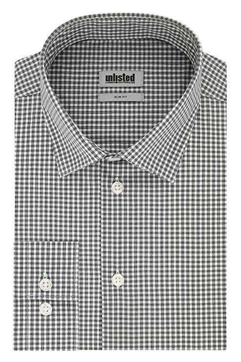 Kenneth Cole Unlisted Mens Dress Shirt Slim Fit Check