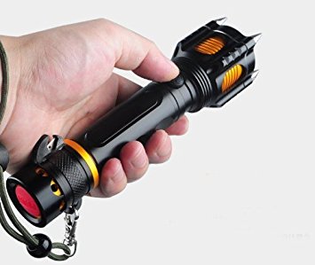 WindFire® Super Bright Cree XM-L LED T6 LED 1800lumens 5 mode Tactical Flashlight Self Defense Lamp Lighting Torch CREE LED T6 Lighting Lamp Flashlight Torch with Attack Head and Audible Alarm Tail Design for Defense or Emergency