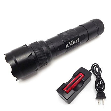 eMart WF-502B CREE XM-L T6 1000 Lumens LED Flashlight Camp Hiking Hunting Single-mode Mini Flash Light Lamp Torch with 1 x 18650 Rechargeable Battery & Charger