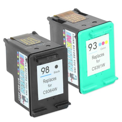 INKUTEN Remanufactured Ink Cartridge Replacement For Hewlett Packard HP 98 & HP 93 C9364WN C9361WN (1 Black, 1 Tri-Color) 2-Pack Compatible With DeskJet D4145, DeskJet D4155, DeskJet D4160, PhotoSmart C4100, PhotoSmart C4110, PhotoSmart C4140, PhotoSmart C4150, PhotoSmart C4180, PhotoSmart C4183, PhotoSmart C4188 Printers