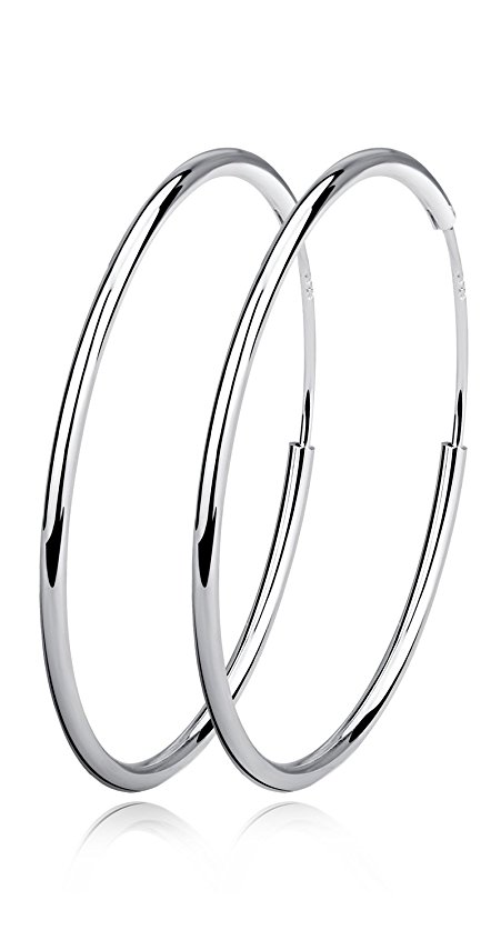 Sterling Silver Circle Endless Hoop Earrings - Jewelry for Women Girls