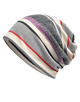 Luccy K Women's Striped Beanie Chemo Cap for Cancer Patients