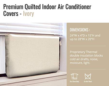 in Wall AC Front Cover (3-Layer) Decorative Air Conditioner Sleeve - Universal Indoor Window Conditioning Unit, Insulated Mount Design, 24 & 28 Inch Heavy Duty Panels for Winter House - Ivory