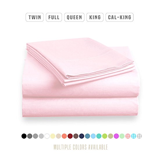 Luxe Bedding Sets - Microfiber Twin Sheet Set 3 Piece Bed Sheets, Deep Pocket Fitted Sheet, Flat Sheet, Pillow Case Twin Size - Baby Pink