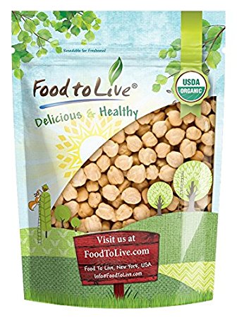 Organic Garbanzo Beans / Dried Chickpeas — Certified, Non-GMO, Raw, Sproutable, Bulk (by Food to Live) 3 Pounds