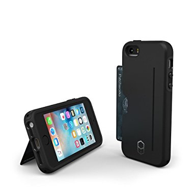Patchworks ITG Level Pro Case for iPhone SE 5s 5 - Military Grade Protection Case with a Card Pocket, Extra Protection for ITG Tempered Glass Screen Protector (Black for iPhone SE 5s 5)