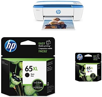 HP DeskJet 3755 Compact All-in-One Wireless Printer - Blue Accent (J9V90A) and XL Ink-Cartridges - 4 Colors