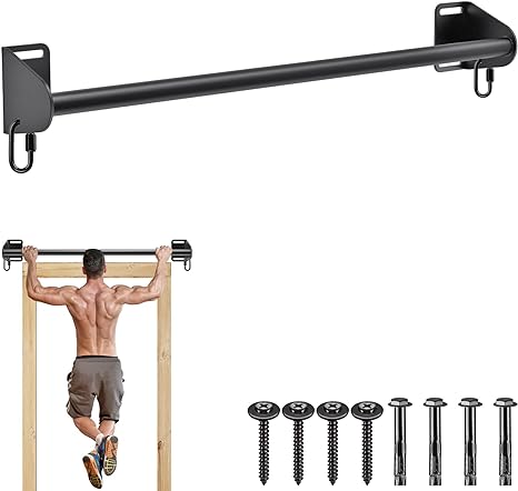 SELEWARE Pull Up Bar Wall Mounted Chin Up Bar Home Gym Pull-up Strength Training Exercise Bracket Upper Body Workout Bar for Exercise Bars Fitness Gym Home Training Equipment