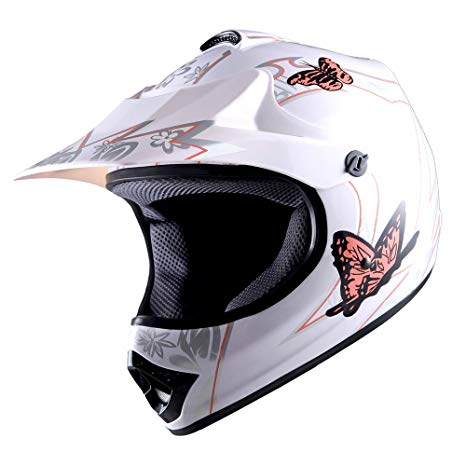 WOW Youth Kids Motocross BMX MX ATV Dirt Bike Helmet Butterfly Pink
