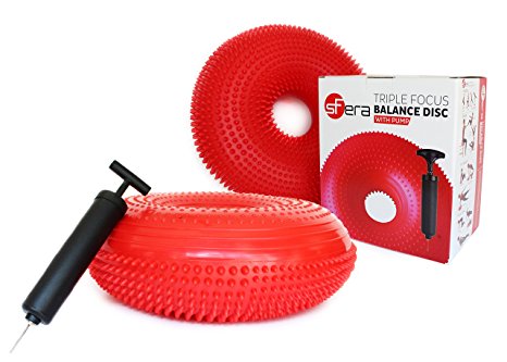 sFera Large (16in) Balance Disc /Cushion for Core Training, Stability and Joint Protection with Pump. Ergonomic Wobble Seat. Exercise Guide Included.