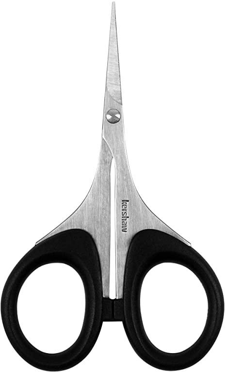 Kershaw Skeeter 3 Precision Fine Tip Scissors, Professional Grade for Fly Tying and Trimming (1216), Black, Regular