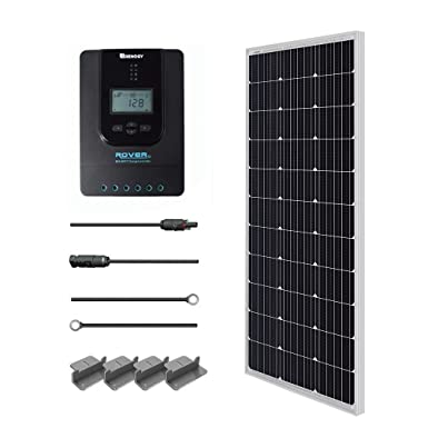 Renogy 100 Watt 12 Volt Monocrystalline Solar Starter Kit with 20A Rover MPPT Charge Controller