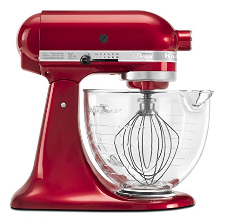 KitchenAid KSM155GBCA 5-Qt. Artisan Design Series with Glass Bowl - Candy Apple Red