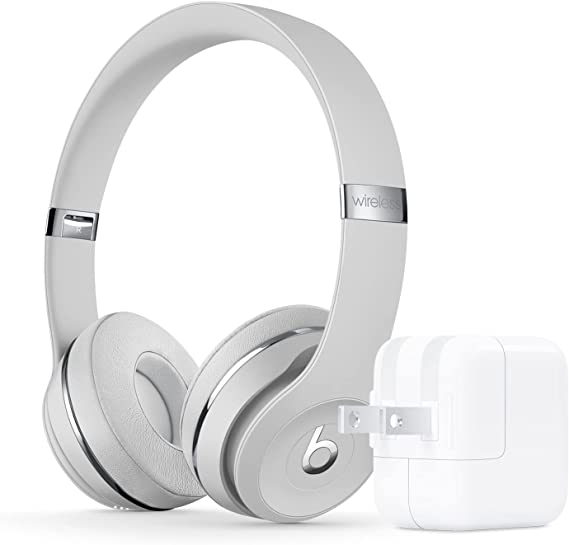 Beats Solo3 Wireless in Satin Silver with Apple 12W USB Power Adapter