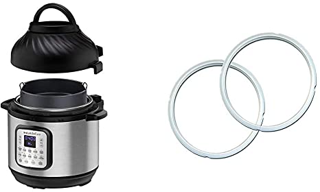 Instant Pot Duo Crisp Pressure Cooker 11 in 1, 8 Qt with Air Fryer, Roast, Bake, Dehydrate and more & Genuine Instant Pot Sealing Ring 2 Pack Clear 8 Quart