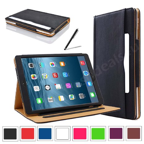 New iPad Pro Case  easyDigitalreg Black and Tan Apple iPad Pro 2015 Version 129quot inch PU Leather Case - Executive Multi-Function Leather Standby Case for Apple iPad Pro with Built-in magnet for Sleep and Awake Feature iPad Pro Black