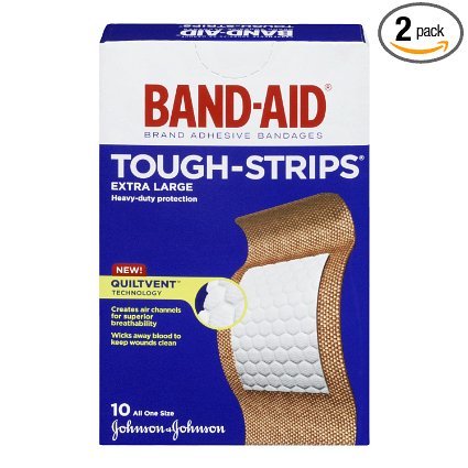 Band-Aid Brand Adhesive Bandages, Tough-Strips, Extra Large (1.75 X 4 Inches), 10 Count (Pack of 2)